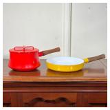 (2pc) Dansk Kobenstyle Enamelware | Lot Includes: (1) Red Enamelware Sauce Pot with handle and lid. 