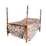 Tester Bed | Four-post spindle pine frame; full-sized bed. - l. 82 x w. 56.5 x h. 68.5 in 