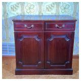 Carved Mahogany Cabinet | Mahogany cabinet with carved doors. - l. 35 x w. 20.5 x h. 34 in 