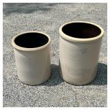 (2pc) Robinson Ransbottom Crocks | Two large Robinson Ransbottom crocks with the crown mark. One 15 