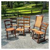 (7pc) Stenciled Rocker Chair Lot | Lot includes: (2) Stenciled and painted small 19th-century rocker