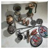 (18pc) Vintage Cast Iron Lot | Lot includes: (1) Cape Cod Lighter, (3) Glue Pots, (4) Sad Irons, Han