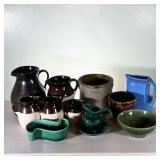 (14pc) Vintage Pottery Lot | Lot includes: (1) Brown Pottery Pitcher (2) R&R ( Robinson Ransbottom) 