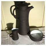 (3pc) Dansk Flamestone Coffeepot Set | Set includes tall coffeepot, sugar bowl and creamer jug. - h.