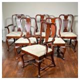 (6pc) Queen Anne Dining Chairs | 2 armchairs and 4 side chairs, with textured floral patterned seats