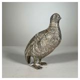 Silverplate Quail | Heavy silver plated lifelike quail with feather details. - l. 4 x h. 6 in 