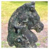 Antique Iron Hitching Post | Antique cast iron hitching pose with horse head. - h. 45 in (top to anc
