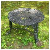 Wrought Iron Table | Wrought iron garden / patio side table in black with grapevine motifs composing