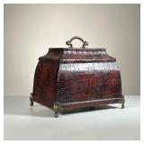 Reptile Style Box | Sterling industries wooden storage box with reptile skin texture, serpent brass 