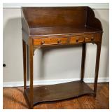 Antique Dry Sink | Wood washstand with two drawers and a lower shelf for storage, key present. - l. 