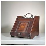 Antique Inlaid Coal Scuttle | The slanted lid with inlaid shell device, with a tin insert. - l. 17 x