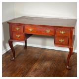 Queen Anne Style Desk | Queen Anne style desk with five drawers and four cabriole legs. - l. 48 x w.