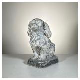 Stone Cavalier Dog | Stone King Charles cavalier outdoor ornament. - l. 8 x w. 10 x h. 17 in 