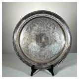 Silverplate Platter | Vintage William Rogers Silver Plate Serving Tray #172, round tray with reticul