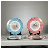 (6pc) Salem China Plates | Salem China dinner plates all with 23k gold accents; three blue plates fr