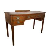 THE HAYDEN COMPANY CURVED DESK | Curved wooden desk with large central drawer and 2 smaller drawers 