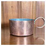 ANTIQUE HAMMERED COPPER POT | Antique hand-hammered copper pot with curved handle. - h. 5 x dia. 9 i