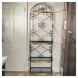 IRON & BRASS FRENCH BAKERS STAND | Includes 3 large shelves with half-dome top and 7 hooks and accen