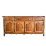 DREXEL FURNITURE CARVED WOOD CABINET | Carved wood cabinets with large center drawer, 2 smaller draw