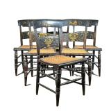 (6PC) HITCHCOCK STYLE CHAIRS | Black stencil painted chairs with cane seating. - l. 17.5 x w. 16 x h