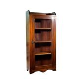 GLAZED CABINET BOOKCASE | Small bookcase with latching glass door with 4 shelves and a 3/4 gallery. 