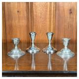 (4PC) 2 PAIR STERLING SILVER CANDLESTICKS | 2 pair of Sterling silver candlesticks stamped “Fisher S