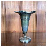 STERLING SILVER TRUMPET VASE | Sterling trumpet vase with round base. - h. 11 x dia. 7.5 in 