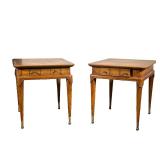 (2PC) PAIR WEIMAN SIDE TABLES | Pair of side tables with small drawer. “Heirloom Quality by Weiman”.