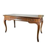 DREXEL CHIPPENDALE STYLE DESK | Carved wood desk with large central drawer and 2 small drawers in ei