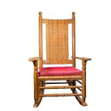 WOVEN ROCKING CHAIR | Carved wood rocking chair with woven seat and back. - l. 32.5 x w. 28 x h. 43.
