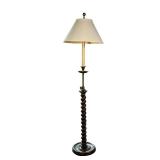 BARLEY TWIST ADJUSTABLE FLOOR LAMP | Having a large carved mahogany barley twist supporting a height