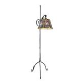 ADJUSTABLE WROUGHT IRON FLORAL LAMP | Wrought iron floor lamp with with adjustable height floral sha
