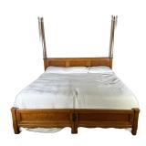 2 POST SUPER KING BED FRAME | Carved wood headboard with 2 large posts on either end and split footb