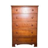 EMERSON MAPLE DRESSER | Maple dresser with 5 drawers and carved wood pulls. - l. 29.75 x w. 16 x h. 