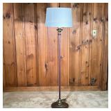 BRASS FLOOR LAMP | Cast brass floor lamp with floral design on base. - h. 64 x dia. 12 in (measureme