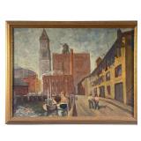 MAURICE NEWMAN (1898-1977) | Depicts docks in industrial city, signed "Maurice Newman ‘37". - l. 21 