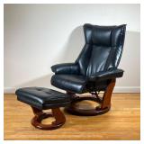BenchMaster Leather Recliner | Benchmaster Black Leather Recliner with ottoman. Model# 7436D. Manufa