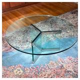 Modern Glass & Chrome Low Table | Modern Chrome & Glass base with glass top round coffee/low table. 