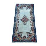 Small Ivory Rug | Ivory rug with blue border with floral decoration. - l. 50 x w. 22.5 in All Countr