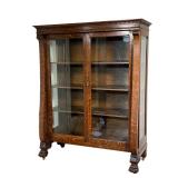 Oak China Closet | Oak China Closet w/3 shelves and claw feet. Dentil Moulding. - l. 48 x w. 19 x h.