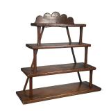 Carved Top Shelf | Carved top decoration on four tier hanging pine shelf. - l. 24 x w. 8 x h. 22.5 i