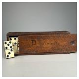 Dominoes in Box | Dominoes in wood box with “Dominoes” on lid. 28 tiles for a complete Double Six Se