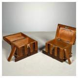 (2pc) Inlaid Book Bank | Two separate tiers Book Bank with secret panel that lifts to lock, key incl