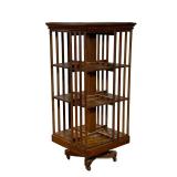 Oak Revolving Bookcase | Oak three-tier revolving library bookcase. - l. 20 x w. 20 x h. 45 in All C