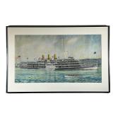Washington Irving Steamboat Print | Framed print of the Day Line steamboat Washing Irving. 27 x 15in