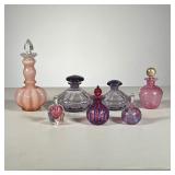  (7pc) Pink & Purple Glass Perfume Bottles | Includes pink & purple colored blown glass perfume bott