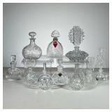 (10pc) Clear Cut Glass & Crystal Perfume Bottles | Mixed assortment of cut clear glass & crystal per