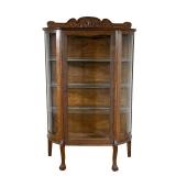 Oak China Closet | Oak China Closet w/ball & claw feet. (3) Glass shelves, backsplash and key. - l. 