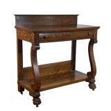 Oak Server | Oak Server w/ 1 drawer. Claw feet and backsplash. - l. 42 x w. 20.125 x h. 44 mm All Co