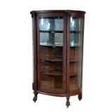 Oak China Closet | Oak China Closet w/ Mirrored back. (4) oak shelves and claw feet. - l. 36 x w. 15